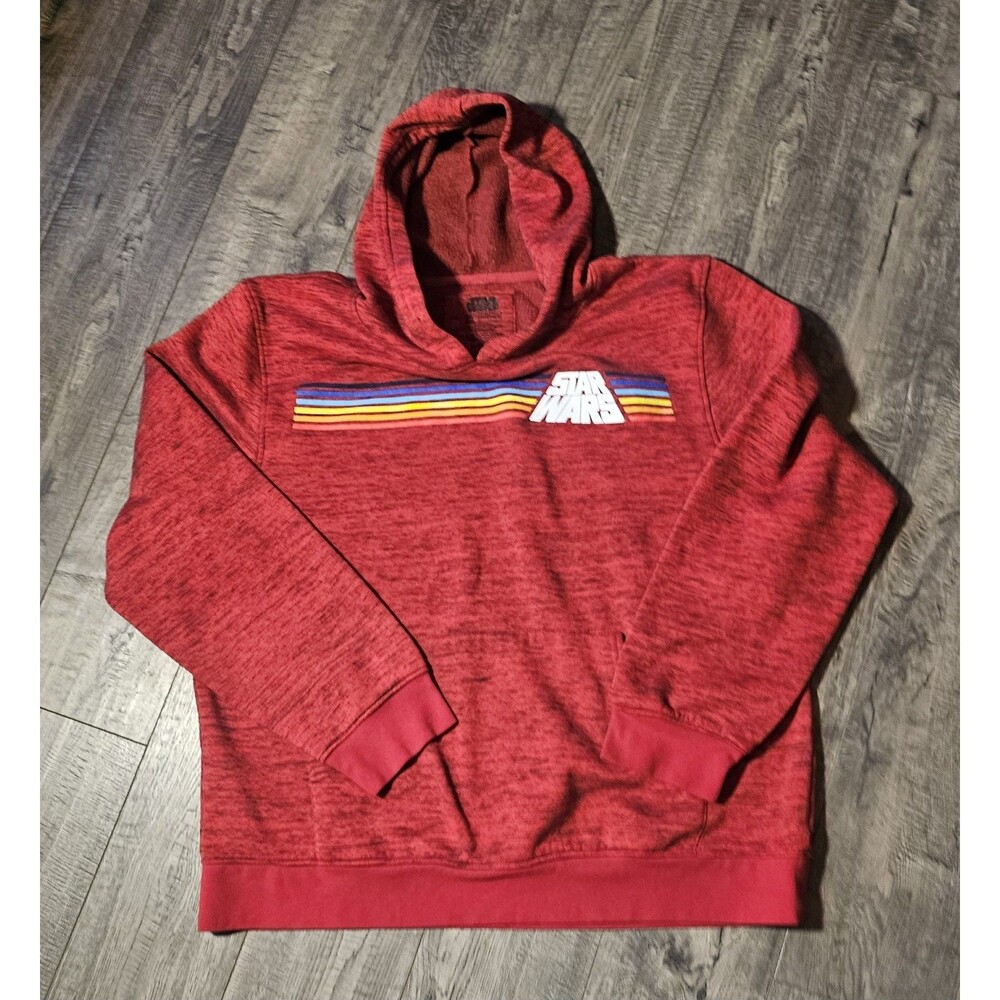 Star Wars Disney Mens Red Black Hoddie Pullover Sweatshirt Size XXL